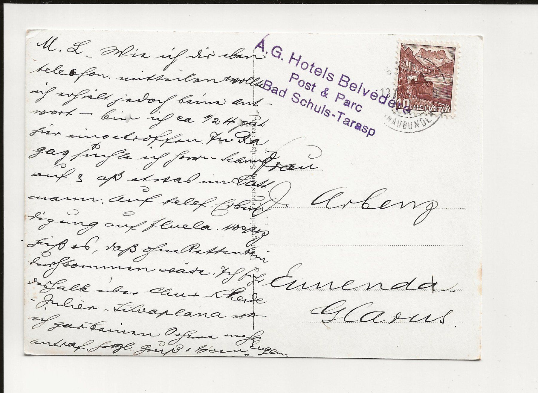 Cartoline postali: AK 1949 Sommer in Schuls/Scuol – Usato da Greifensee venduto da 315WDO 1