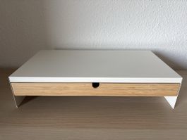 Monitorerhöhung mit Schublade (IKEA ELLOVEN) weiss/bambus