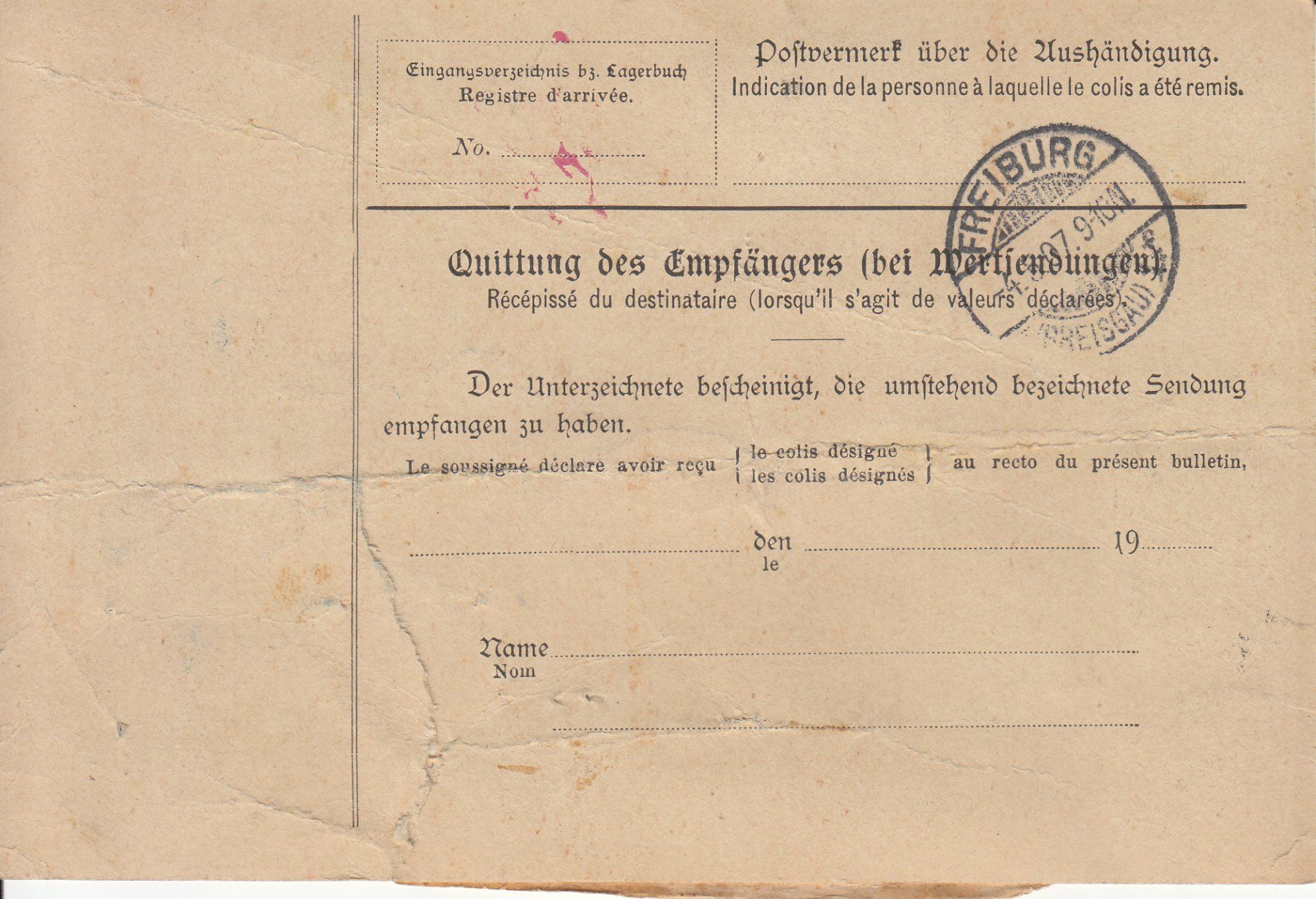 Tutti i francobolli: DR 3 Paketkarten 1907 – Usato da Bürglen TG venduto da StampGraf 4