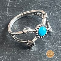 Vintage Ring silberfarben mit türkisfarbenem Cabochon ø 17