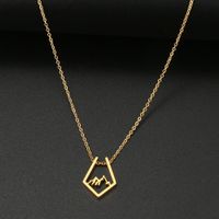 Edelstahl Halskette mit Berg/Gipfel Anhänger in GOLD