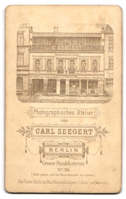 Fotografie &  Plakate: Fotografie Carl Seegert, Berlin, Riese,  – Gebraucht aus Berlin von bartko-reher 1