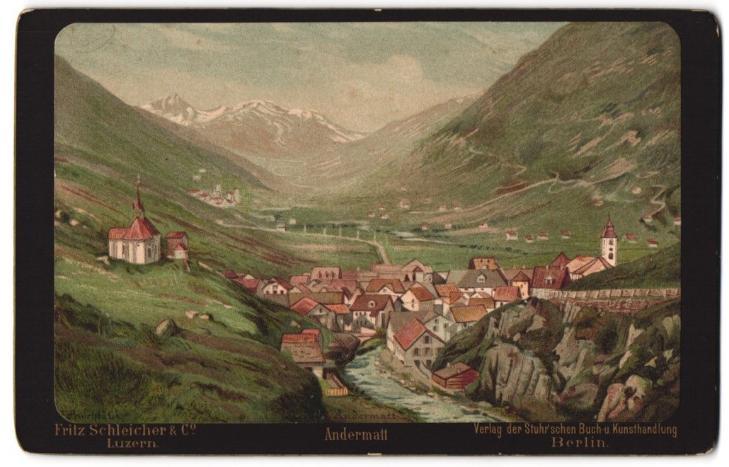 Fotografie & Manifesti: Litho Andermatt, Blick auf den Ort im Ta – Usato da Berlin venduto da bartko-reher