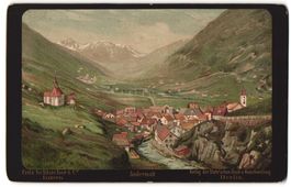 Litho Andermatt, Blick auf den Ort im Ta