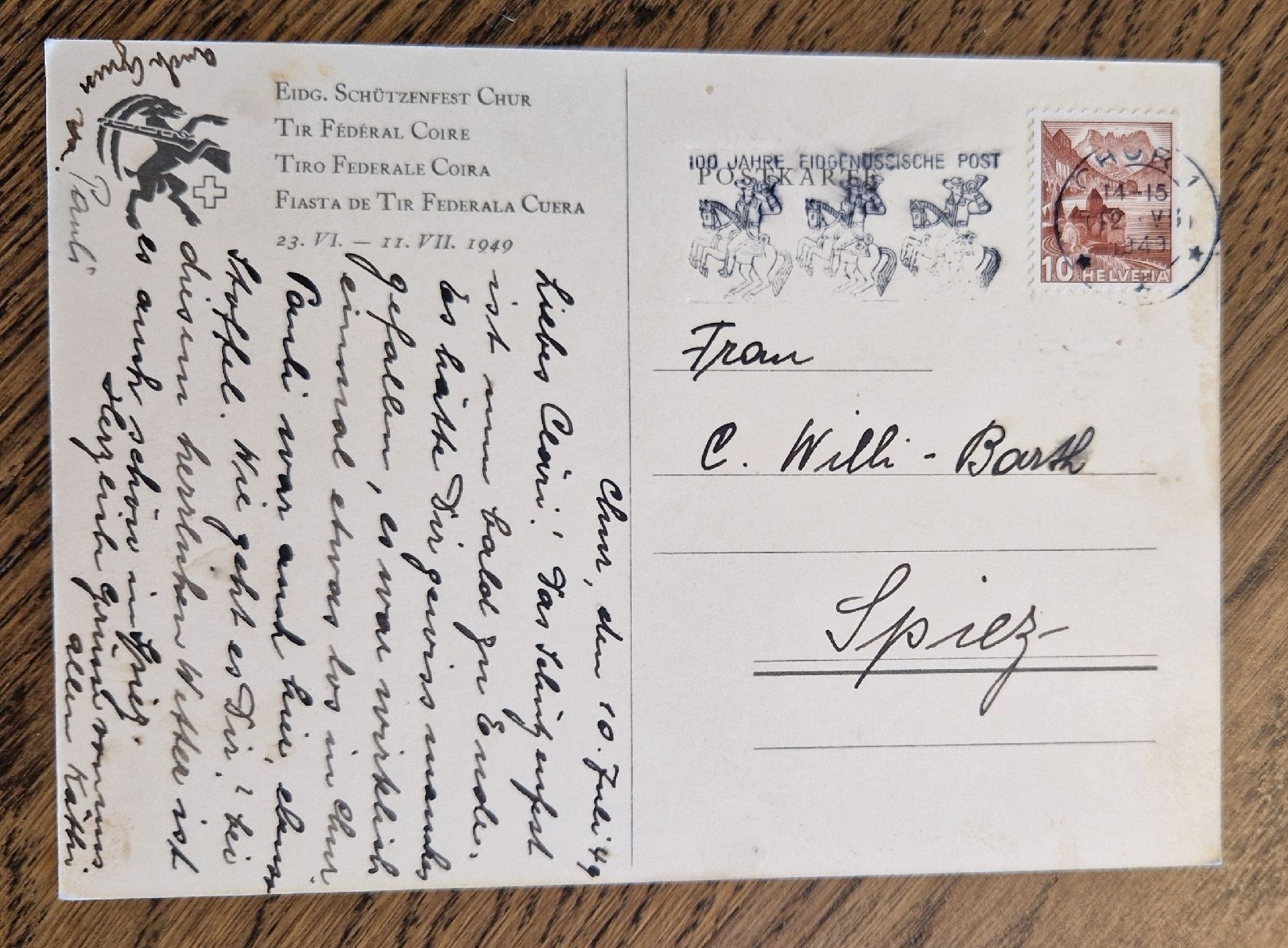 Cartes postales: Chur, Eidg. Schützenfest 1949 – D'occasion à Ebikon par Donar50 1