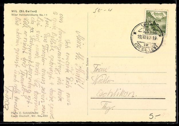 Cartoline postali: Wil /St. Gallen, Stadtansicht mit Schlos – Usato da Berlin venduto da bartko-reher 1