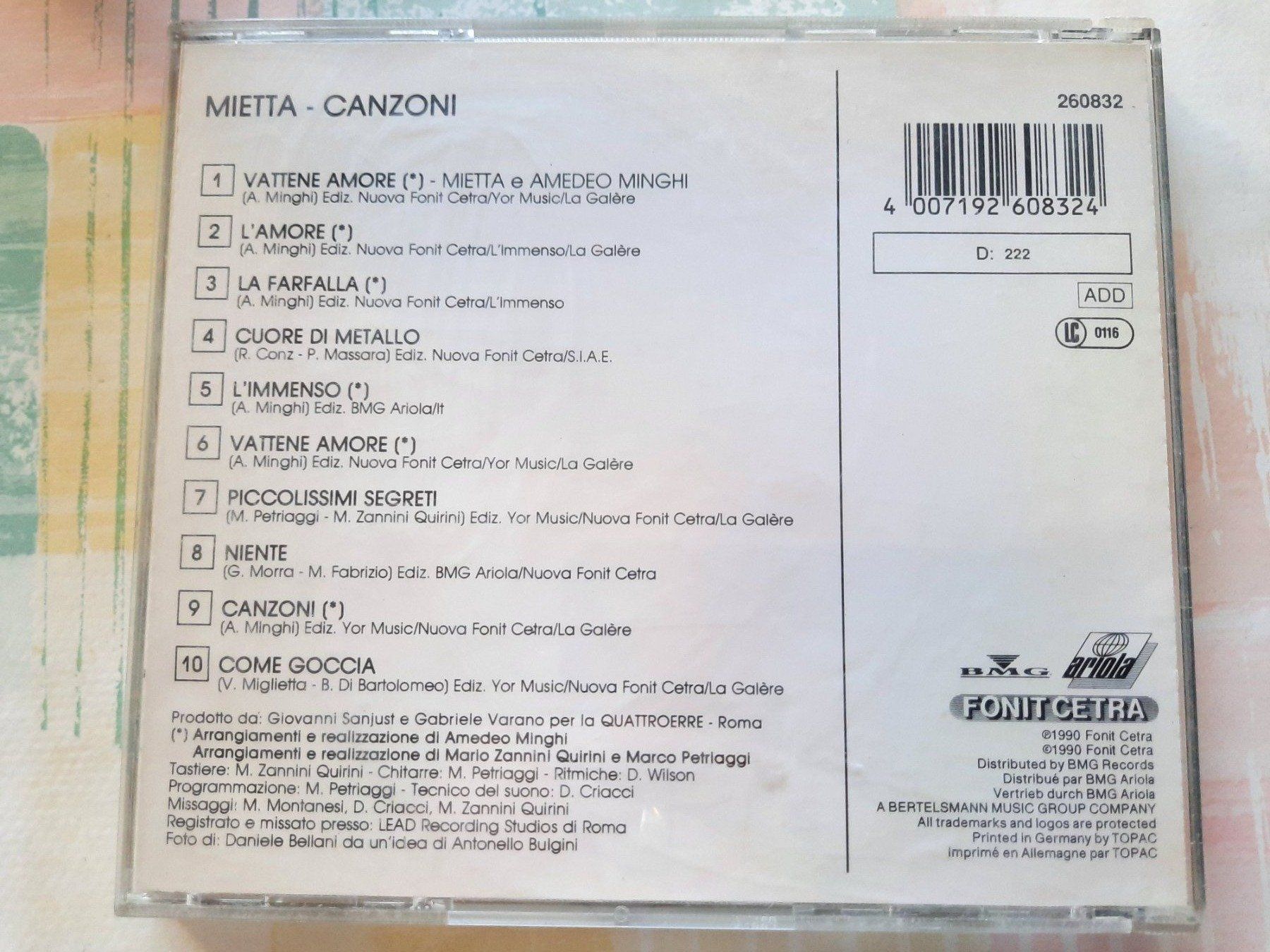 CDs: CD Mietta - Cazoni – D'occasion à Pully par bro_n52j 1