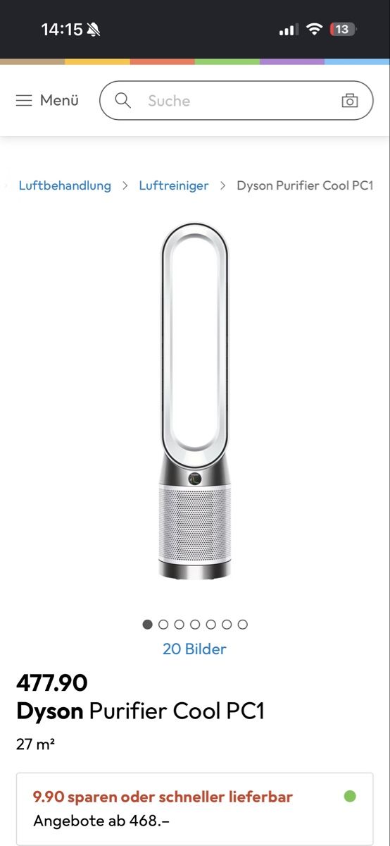 Dyson Purificatori d'aria: Dyson Purifier Cool PC1 ventilateur et purificateur – Nuovo (secondo la descrizione) da Fribourg venduto da bappenzell 5