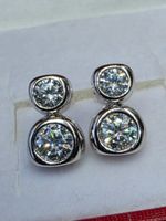 Boucles d'oreille argent avec diamants moissanite de 1 ct