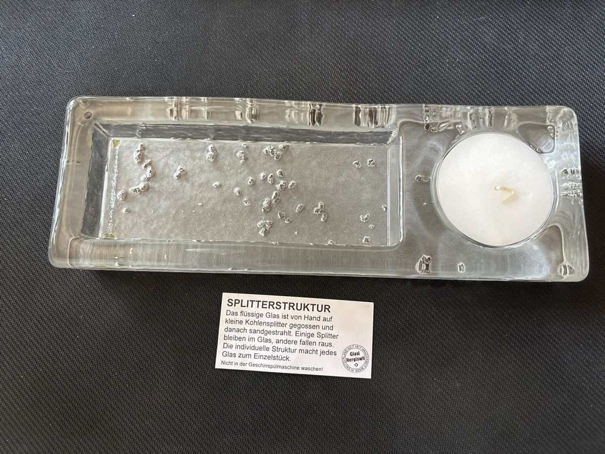 Glasi Hergiswil Kerzenständer: Glas Hergiswil Cannello Fiore Splitterstruktur – Neu und originalverpackt aus Köniz von Vamp-Wer