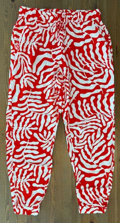 Damenhose UP2 Fashion rot weiss gemustert - Grösse S 36/38