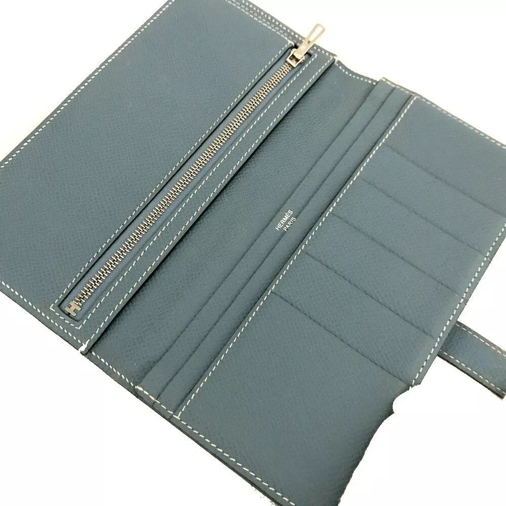 Hermès Portemonnaie: Hermès Epsom Leather Long Bifold Wallet Blue – Gebraucht aus Morges von Audemars07 3