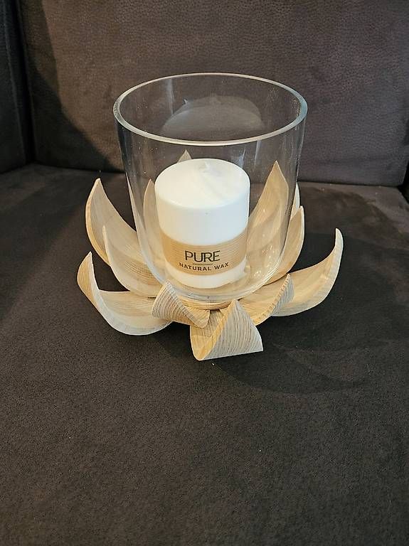 Portacandele: Holz Windlicht Lotus Kerzenhalter Deko – Nuovo (secondo la descrizione) da Brunnen venduto da kent03 1