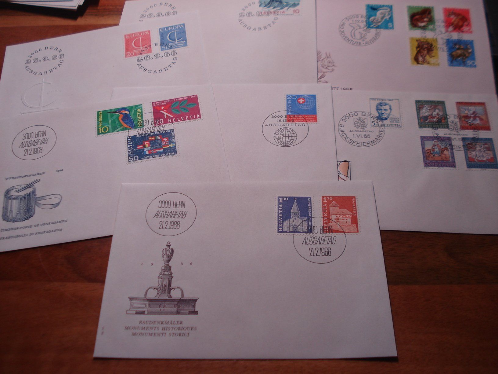 Alle Briefmarken: Set 1966, FDC 7 Belege – Gebraucht aus Niederwil AG von morostahu 1
