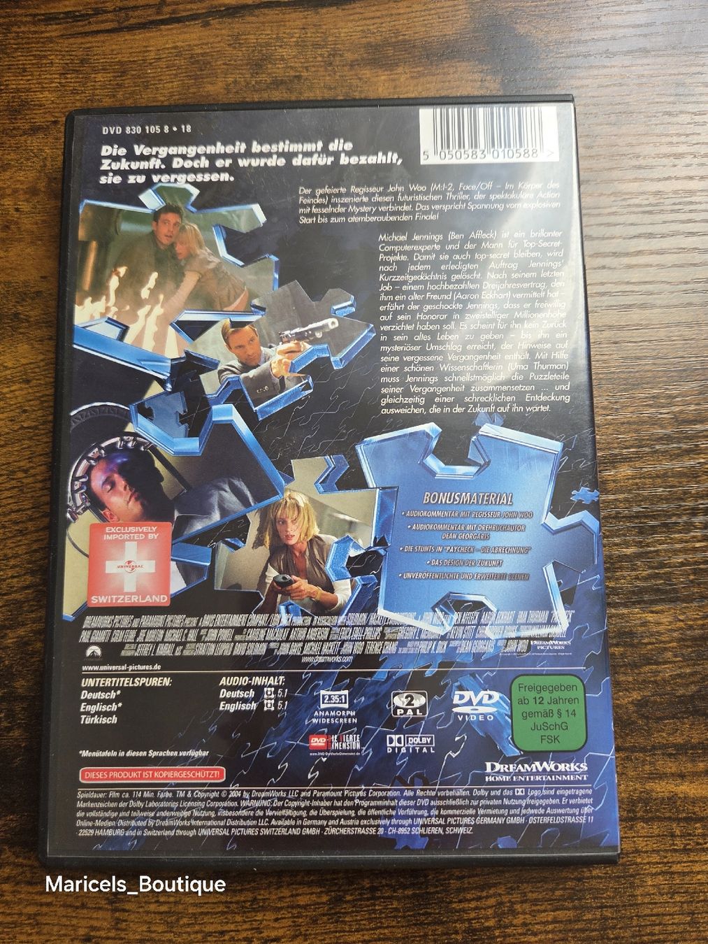 Tutti i DVDs: Paycheck DVD Ben Affleck Aaron Eckhart Uma Thurman – Usato da Winterthur venduto da Maricels_Boutique 3