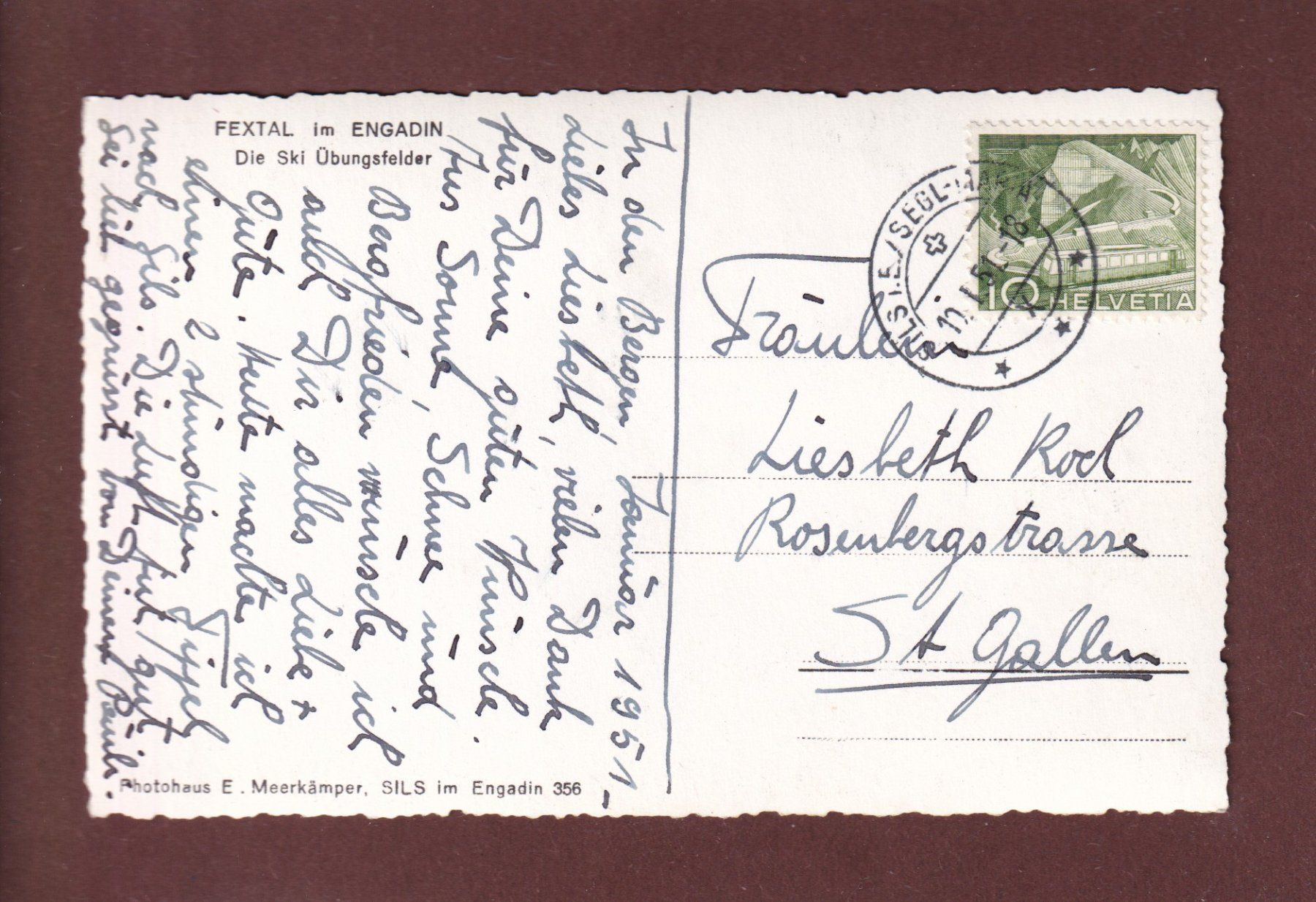 Cartoline postali: FEXTAL - Ski Übungsfelder - 1951 – Usato da Pully venduto da nicecards 1