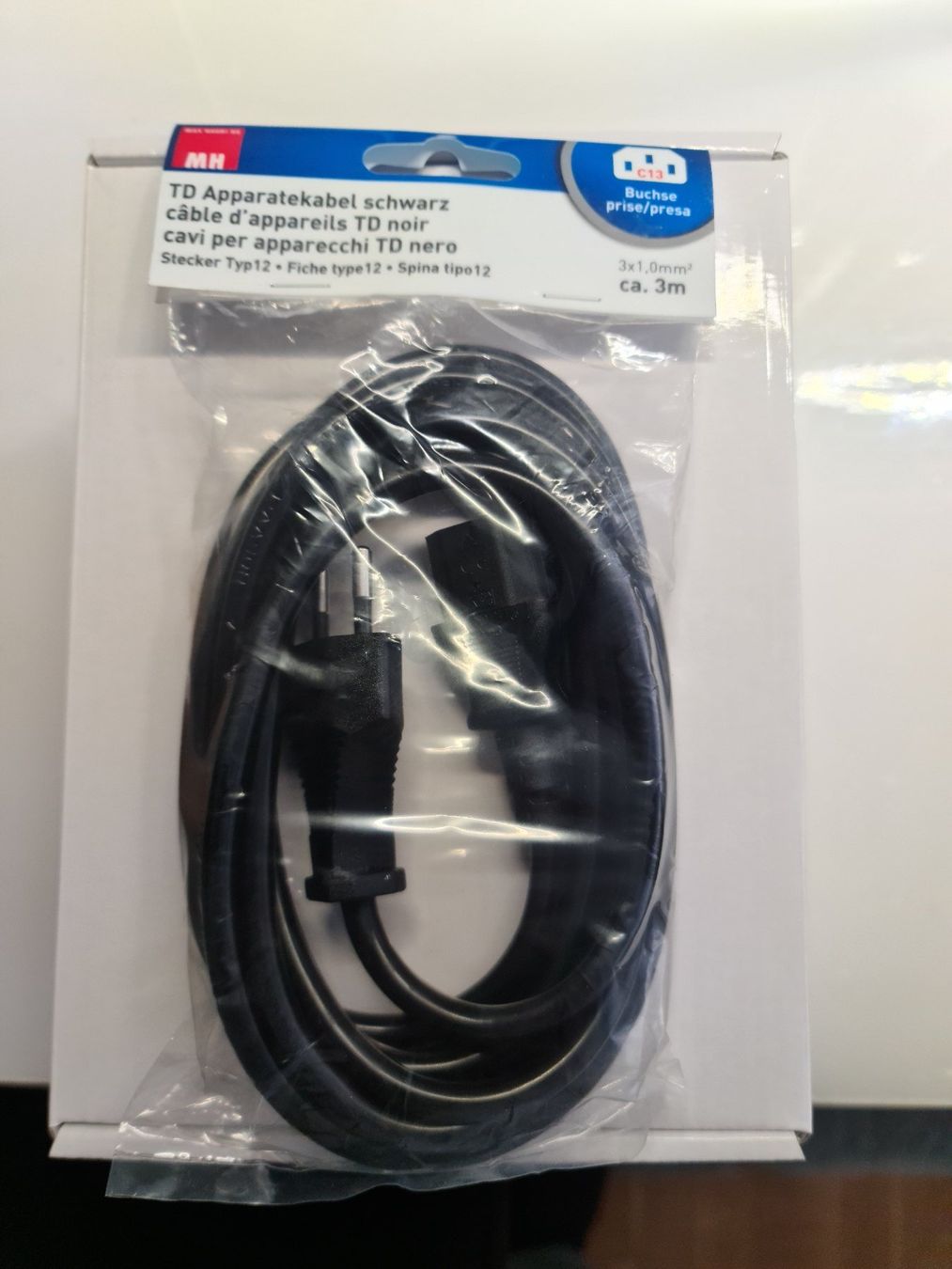 Cavi: Max Hauri Netzkabel C13-T12, 3m – Nuovo e nell'imballaggio originale da Luzern venduto da LuzernVerkauft