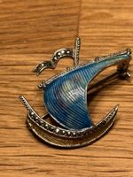 Vintage Silber Brosche Schiff Segelboot Punze