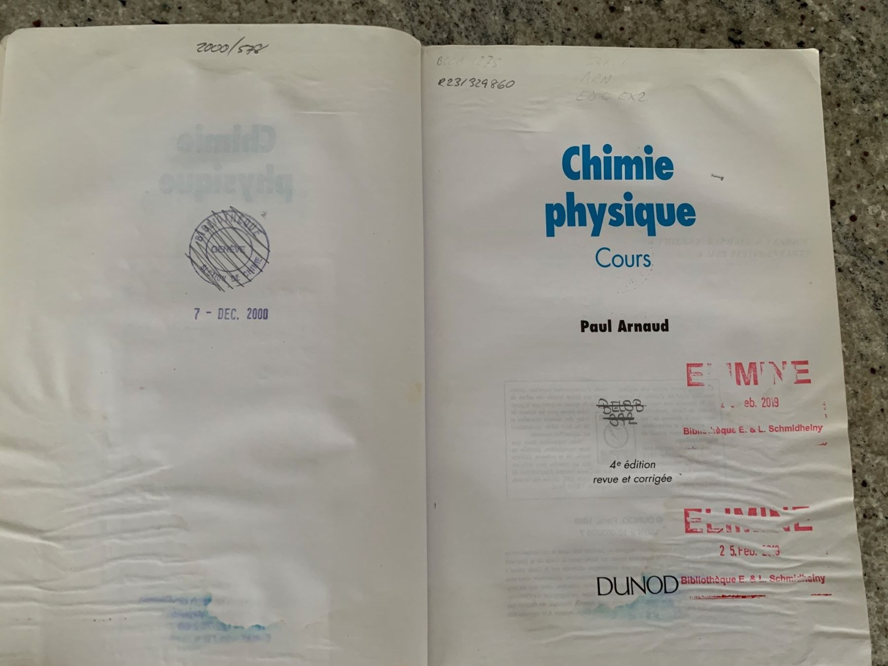 Bücher: Chimie physique Arnaud 4e édition Dunod cours PCEM DEUG – Defekt aus Genève von sunsustains 9