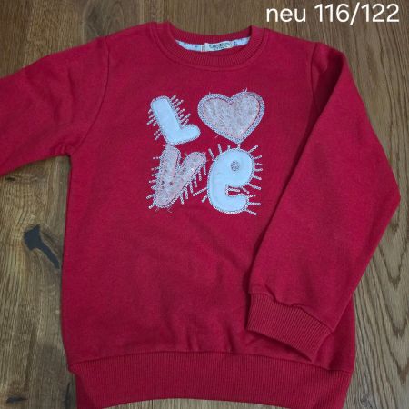 Kinder Pullover rot Love Motiv Grösse 116/122 neu