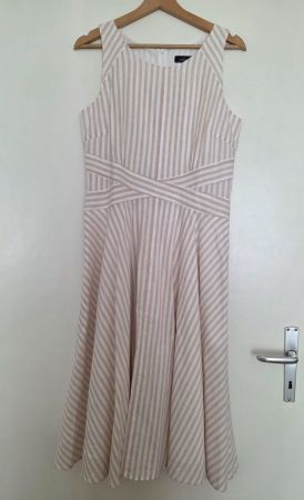 Damen Kleid gestreift beige weiss Gr. 38