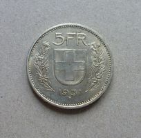 Schweiz ++ 5.- Franken 1931 - 10* über Kopf, gute Erhaltung