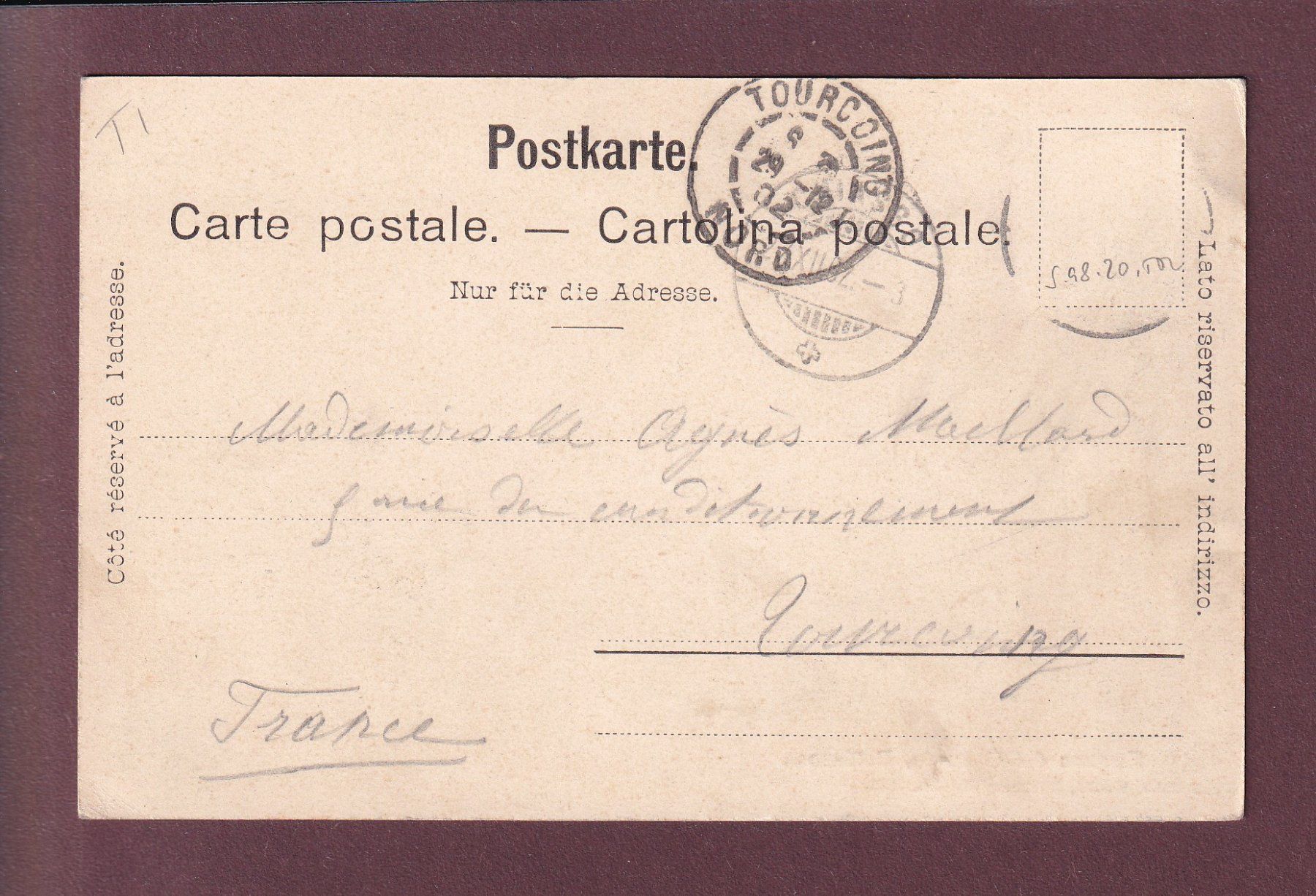 Cartoline postali: BELLINZONA - Stazione - 1902 – Usato da Pully venduto da nicecards 1