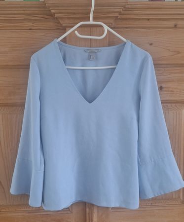BLUSE CHIFFON HELBLLAU GR M