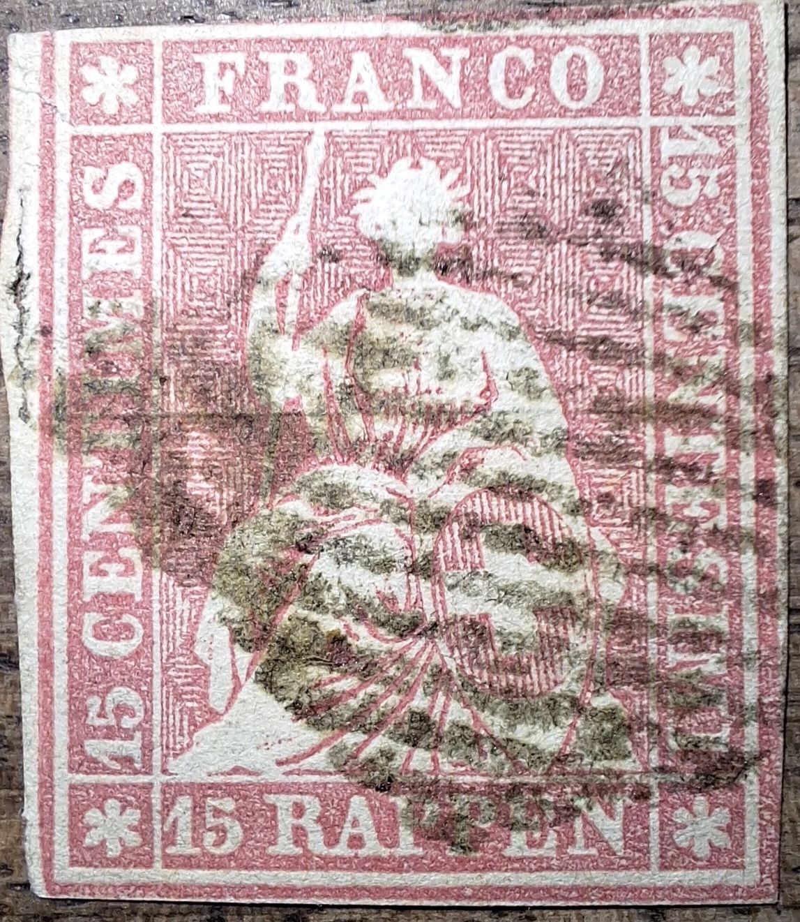 Tutti i francobolli: Strubel 24B mit Befund Kat. 140.- – Usato da Balgach venduto da SIMEON27