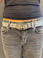 Gürtel Damen Glitzer Silber mit Schnalle guter Zustand