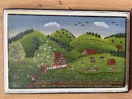 Bauernmalerei auf Holztafel (1)