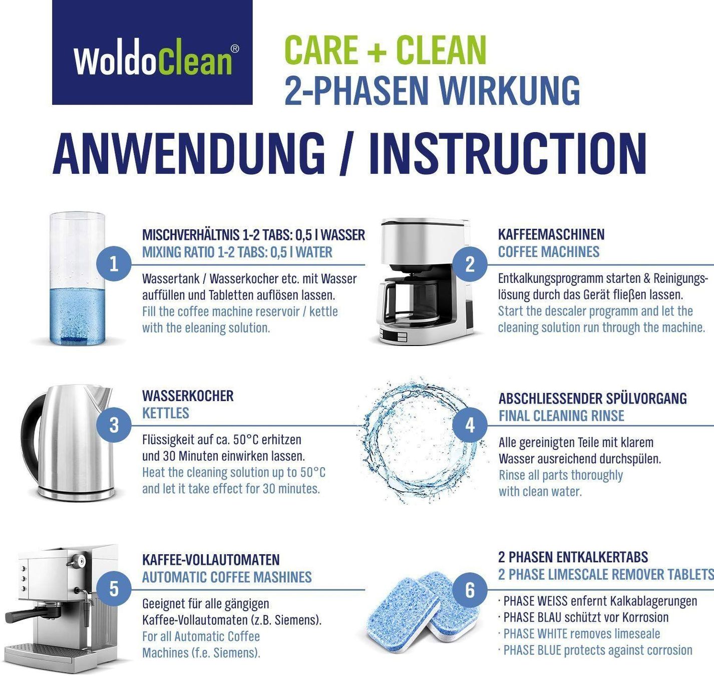 Cura del viso: WoldoClean - 2-Phasen Entkalker-Tabs ... – Nuovo e nell'imballaggio originale da Fürigen venduto da kolibri-24 2