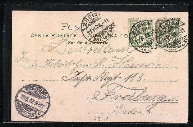 Cartoline postali: Litho Zürich, Schützengesellschaft der – Usato da Berlin venduto da bartko-reher 1