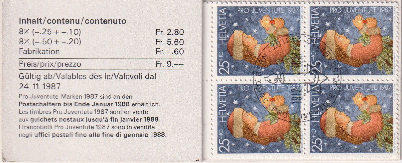 Tutti i francobolli: Markenheft PJ 1987 ET gestempelt+++++ – Usato da Samnaun-Compatsch venduto da Muckimu 1