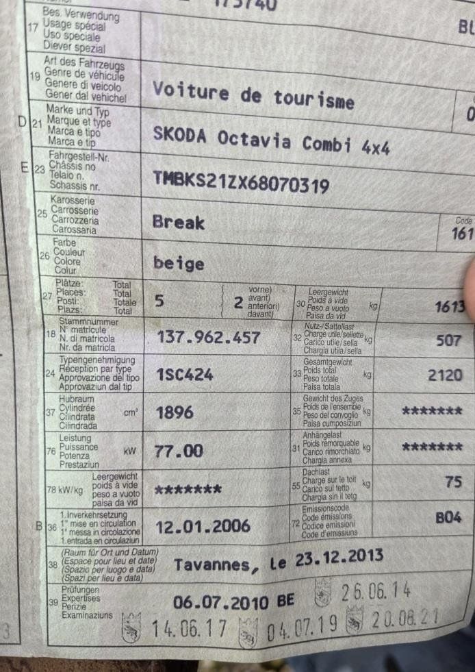 Skoda Automobili: A saisir Skoda Octavia 1.9 TDi 4x4 Break, EXPORT – Usato da St-Imier venduto da Talo1 9