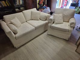 Textil Polstergruppe weiss 2er Sofa 1 Sessel hochwertig