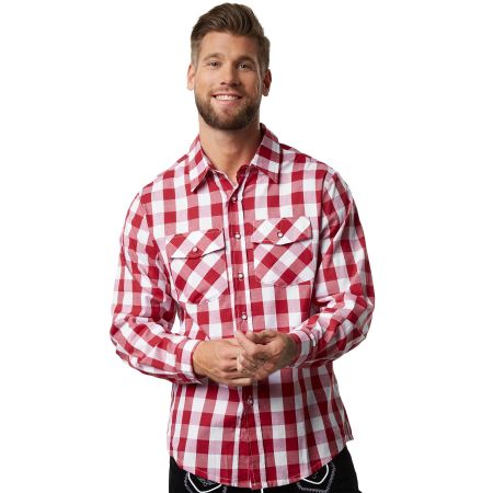 Männer Trachtenhemd rot weiß Größe XL