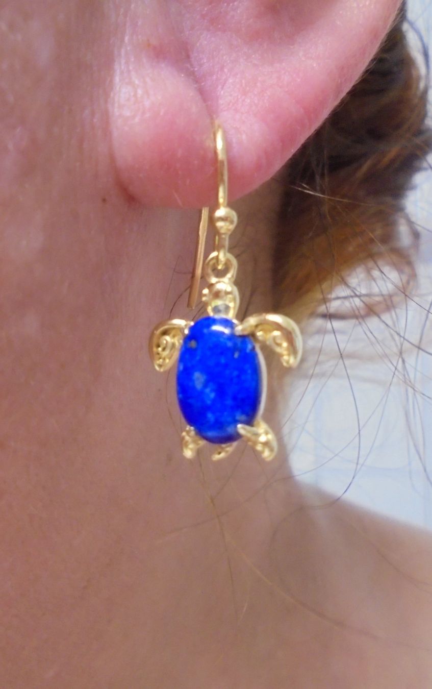 Orecchini pendenti & Orecchini a lobo: Echtschmuck: Lapislazuli Silberohrhänger, vergoldet – Nuovo (secondo la descrizione) da Zuchwil venduto da maumauchi 7
