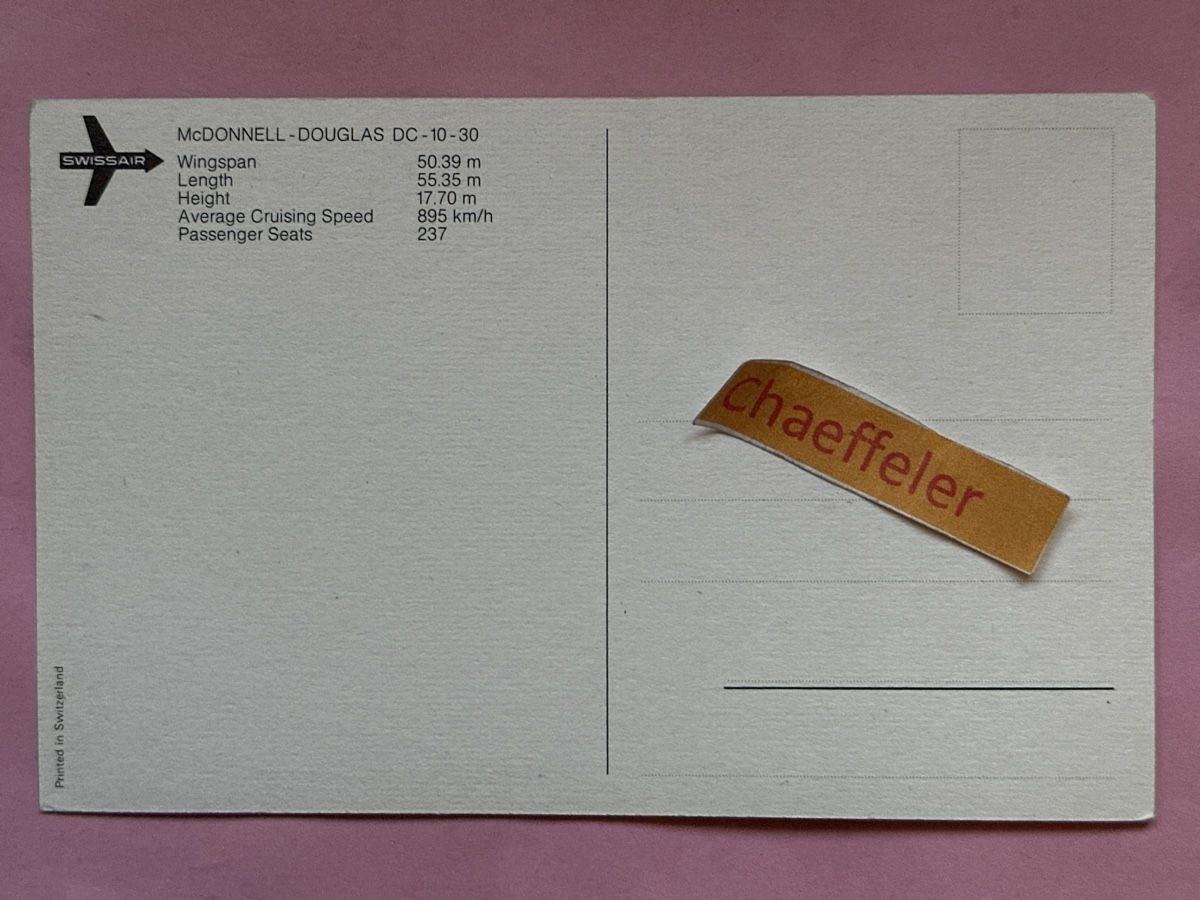 Ansichtskarten: Swissair McDONNELL-Douglas DC-10-30 – Gebraucht aus Zürich von Chaeffeler 1