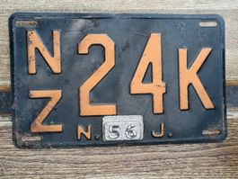 Altes Automobil Kennzeichen Nummernschild New Jersey 1956