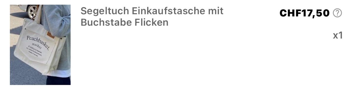 Borse: Trendige Stofftasche / Einkaufstasche mit Buchstaben-Flicken – Usato da Derendingen venduto da tin_26jy