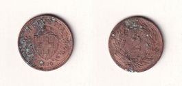 Schweiz 2 Rappen 1890 gebraucht - seltener Jahrgang!