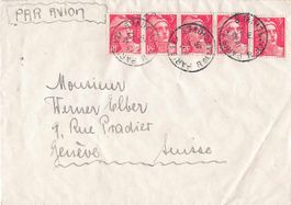 FLUGPOST Paris-Geneve 1946  mit 5x Marianne, ab 1.--