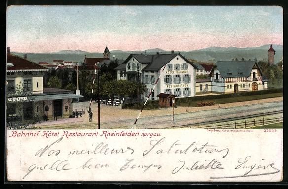 Cartoline postali: Rheinfelden /Aargau, Bahnhof Hotel Resta – Usato da Berlin venduto da bartko-reher