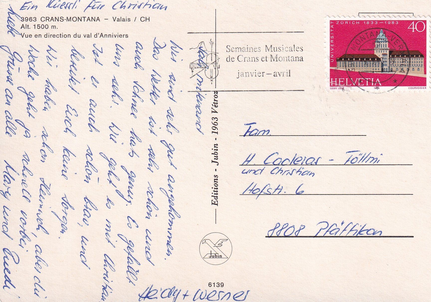 Cartoline postali: Crans-Montana /ay – Usato da Hombrechtikon venduto da Rudolf07 1