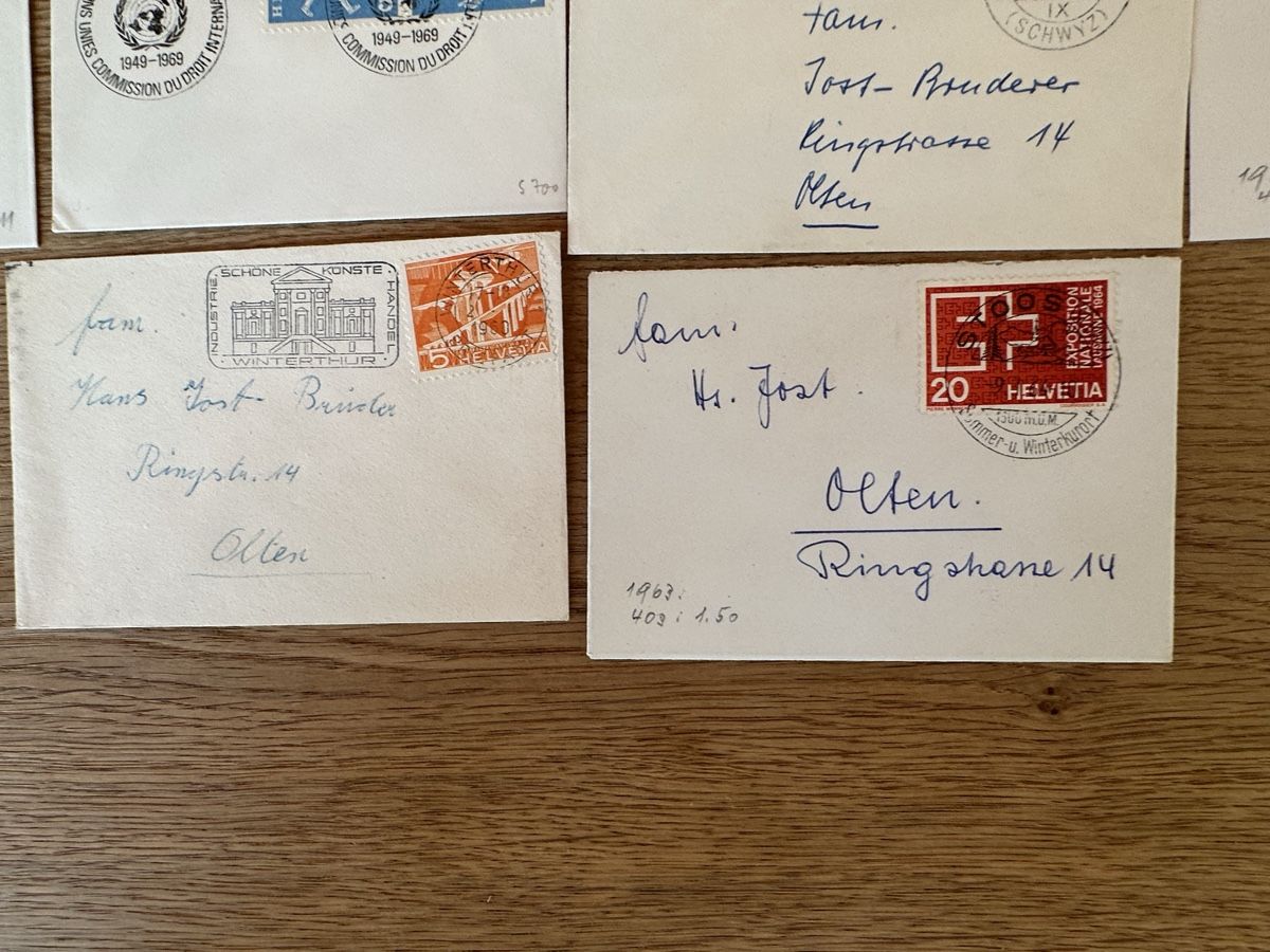 Tutti i francobolli: Schweiz - 10 Kleinformatige Couverts mit Sonderstempel  – Usato da Schmitten / FR venduto da Samsara169 5