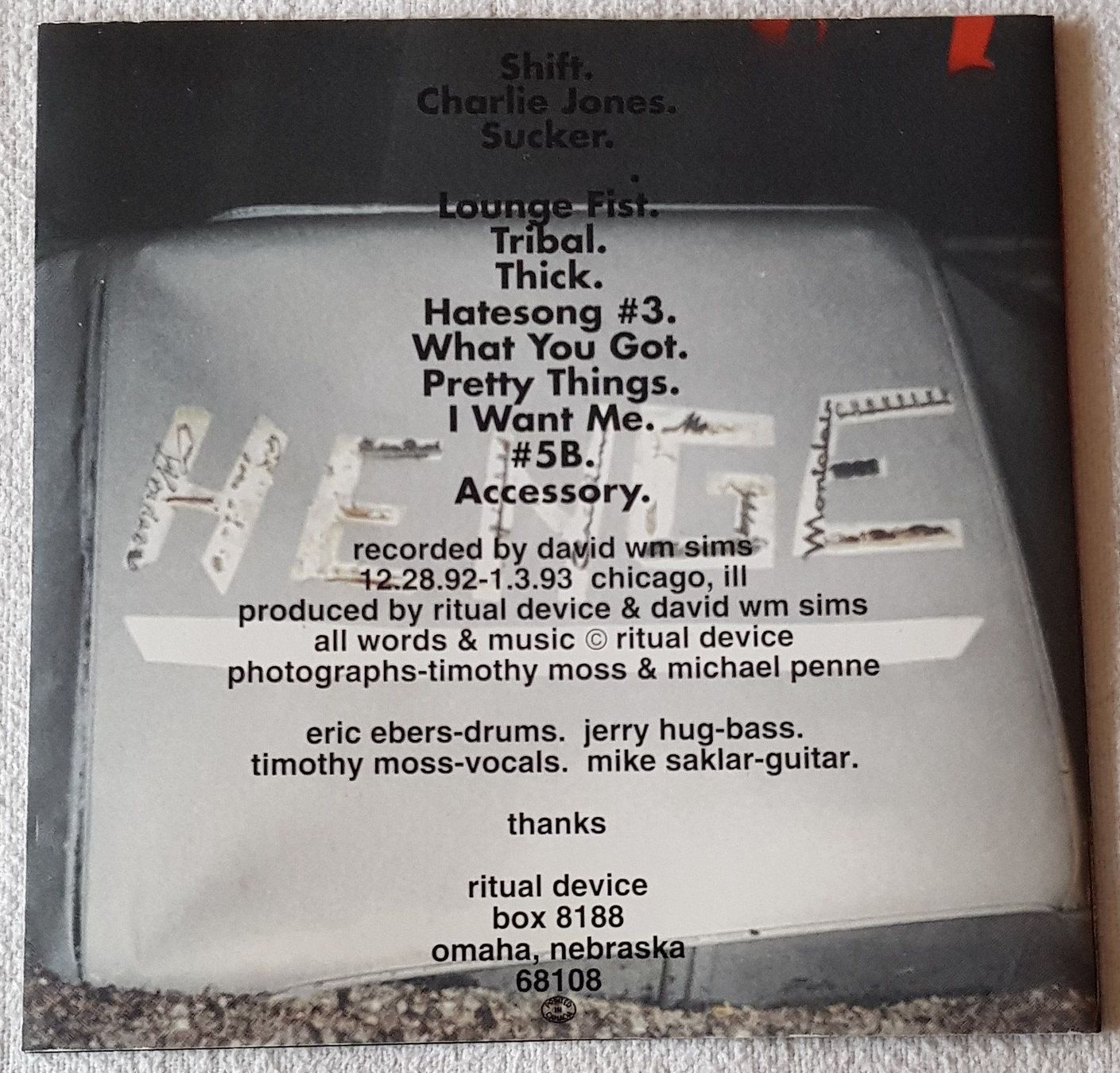 CD: Ritual Device – Henge - CD - 1993 - US First Press – Usato da Uster venduto da Zardodel 6