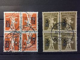 Tellknabe mit Wertaufdruck gestempelt im Viererblock 1921-30