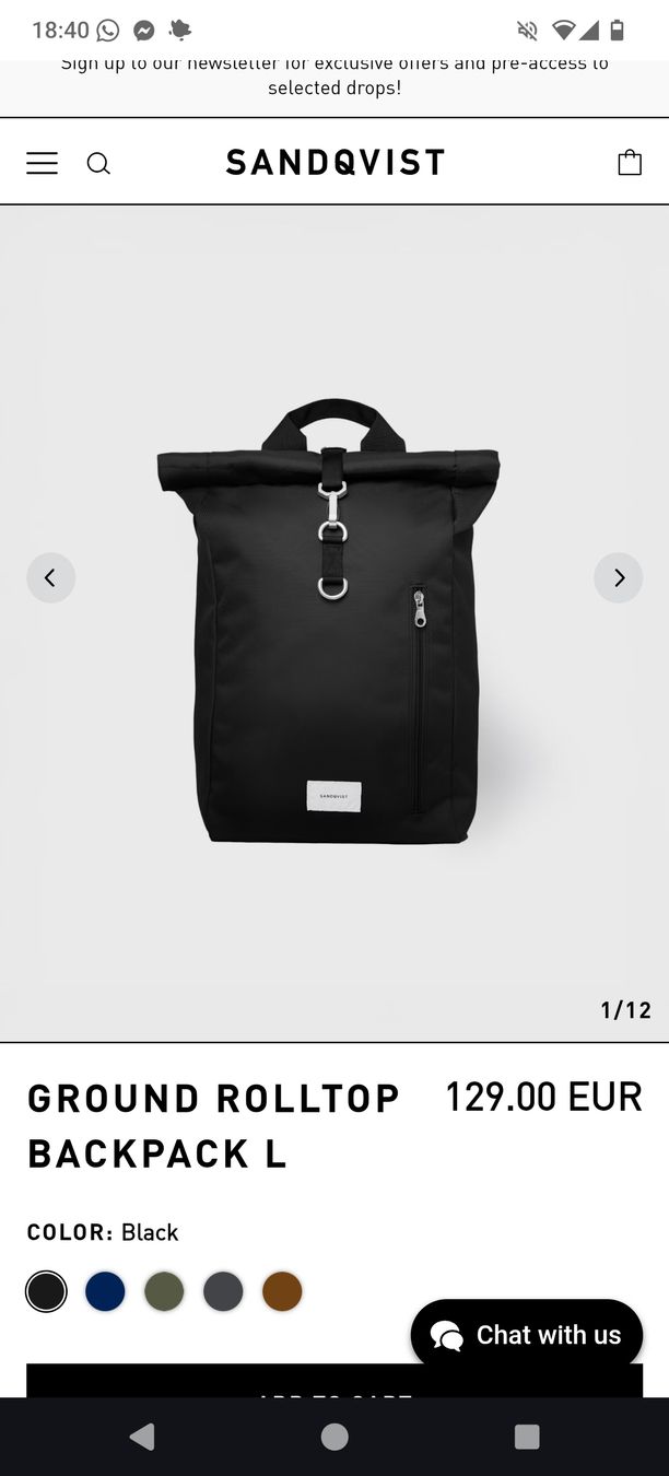 Sandqvist Zaini: SANDQVIST Ground Rolltop Backpack L Black – Nuovo e nell'imballaggio originale da Zürich venduto da aurelie.99 2