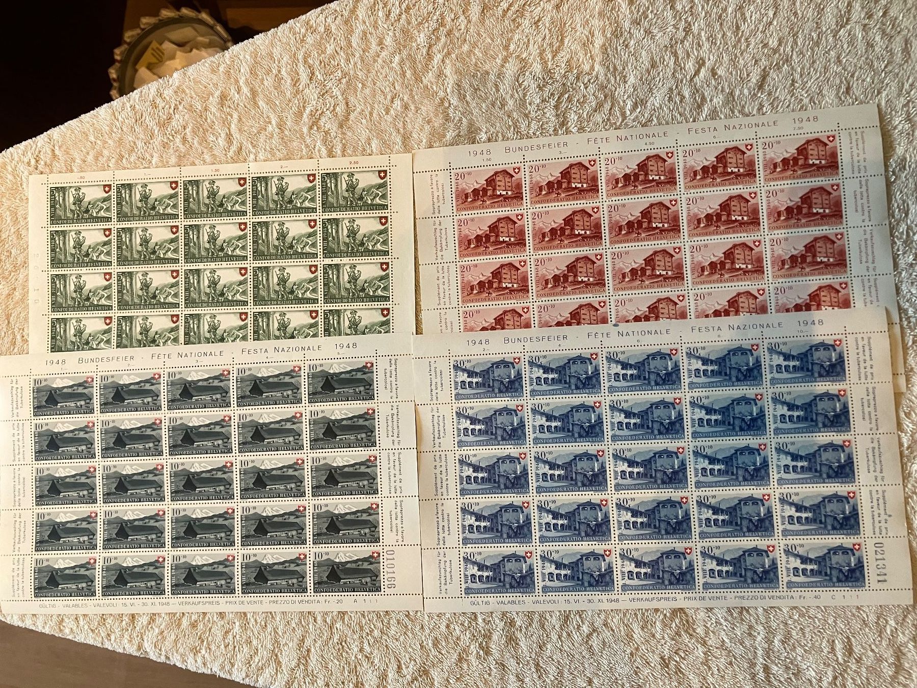 Alle Briefmarken: Bogensatz Pro Patria 1948 ** postfrisch – Gebraucht aus Baar von Ramona10